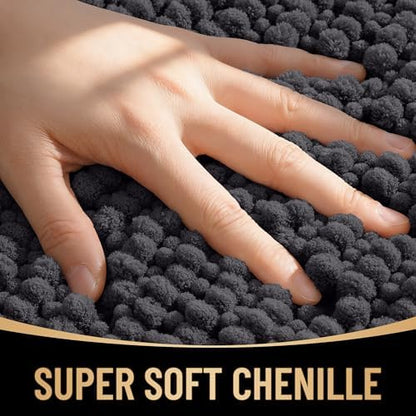 OLANLY Thick Chenille Bathroom Runner Rugs Mats 47x20, Dark Grey - Image 2