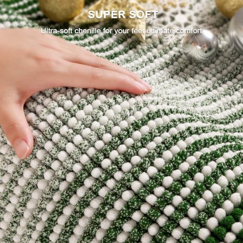 BSICPRO Bathroom Rugs Sets 2 Piece, Non Slip Striped Bath Mat, Hunter Green - Image 2