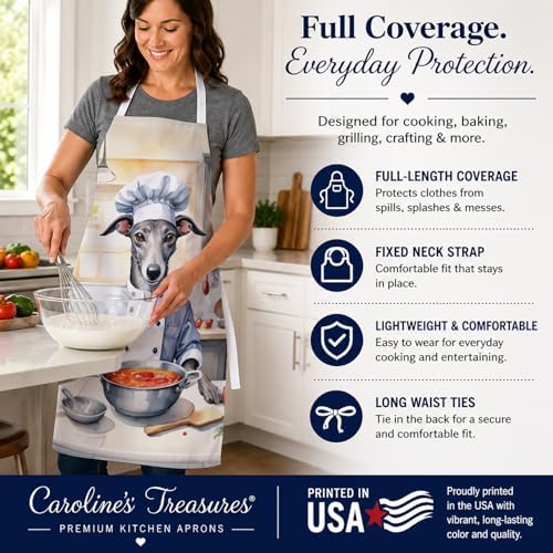 Caroline's Treasures Greyhound The Chef Apron Cooking Kitchen Server Baking - Image 4