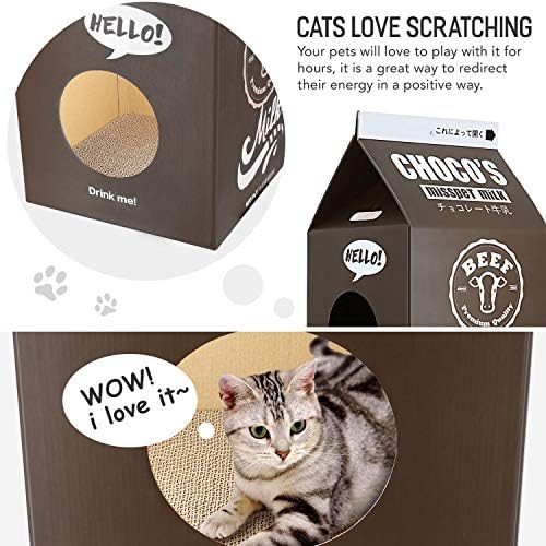FluffyDream Cat Condo Scratcher Post Cardboard, Milk Box Shape Cat Scratching - Image 3