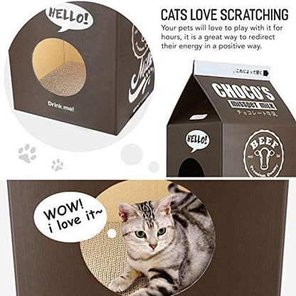 FluffyDream Cat Condo Scratcher Post Cardboard, Milk Box Shape Cat Scratching - Image 3