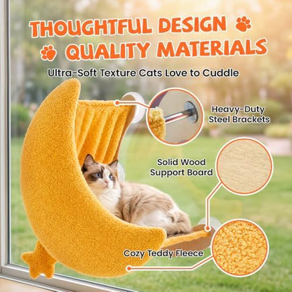 Cat Window Perch Moon Shape, Large Cat Hammock Bed Washable - Image 6