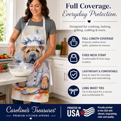Caroline's Treasures Shar Pei The Chef Apron Cooking Kitchen Server Baking - Image 4