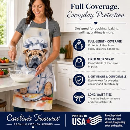 Caroline's Treasures Shar Pei The Chef Apron Cooking Kitchen Server Baking - Image 4