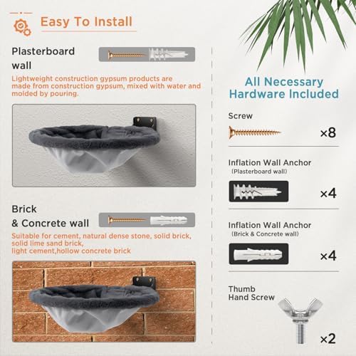JUNSPOW Cat Hammock Wall Mounted, Foldable & Stable Cat Beds- Breathable Cats - Image 5