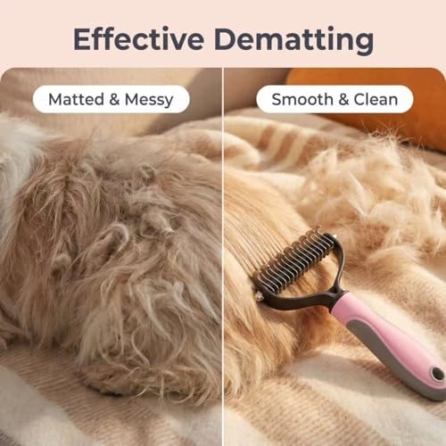 Pet Grooming Dematting Comb for Dogs & Cats, Double-Sided Undercoat Rake Brush - Image 5