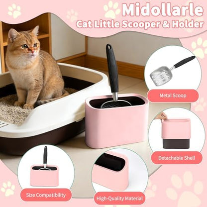 Metal Cat Litter Scoop with Holder, Lidded Caddy Set - Image 2