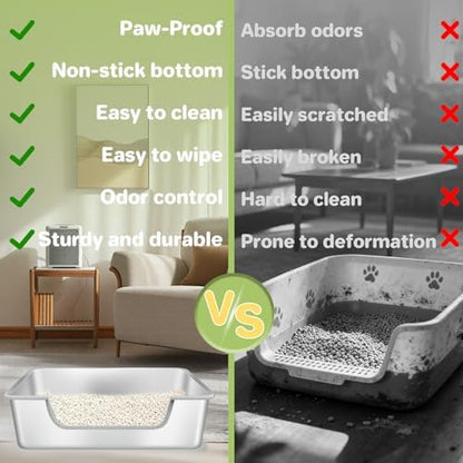 2-Pack Low Entry Litter Box for Senior Disabled & Injured Cats, Stainless Steel - Image 5