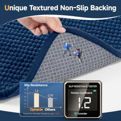 Ophanie Navy Blue Bathroom Rugs Sets 2 Piece, Soft Chenille Bath Mat, Non Slip - Image 3