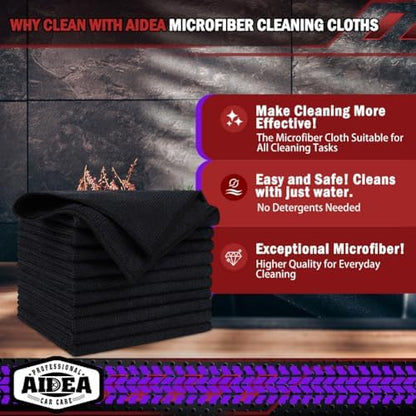 AIDEA Microfiber Cleaning Cloth Black, Microfiber Towels - Image 2