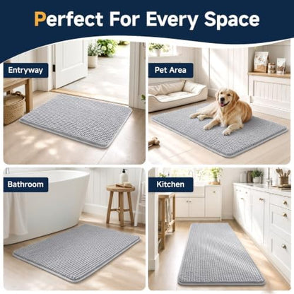 Ophanie Grey Bathroom Rugs Sets 2 Piece, Soft Chenille Bath Mat, Non Slip - Image 7
