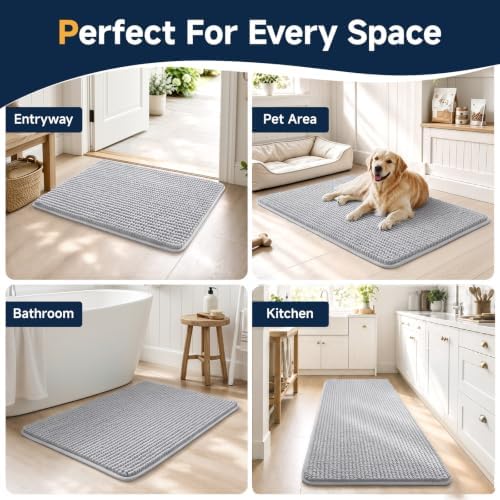 Ophanie Grey Bathroom Runner Rugs 72x24, Soft Chenille Bath Mat, Non Slip - Image 7