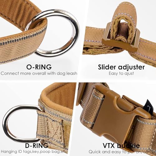 No Pull Dog Harness Brown for Small Medium Large Sized Dogs, Reflective Escape - Image 2