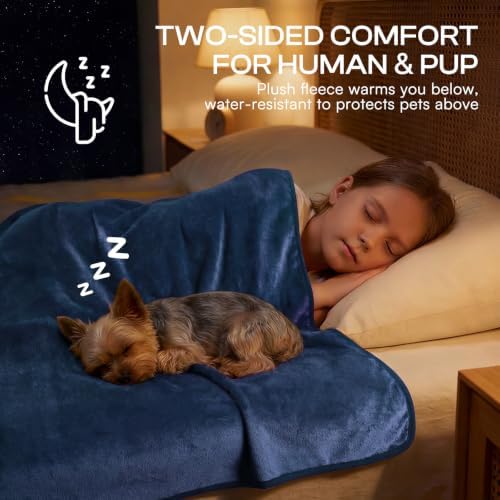 Luciphia Waterproof Pet Blanket, Washable Reversible Sherpa Fleece Throw - Image 3