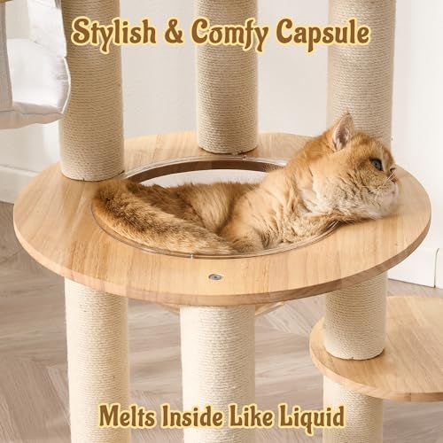 Modern Cat Tree Tower with Scratching Post, 61.5in Tall Cat Tree - Image 6