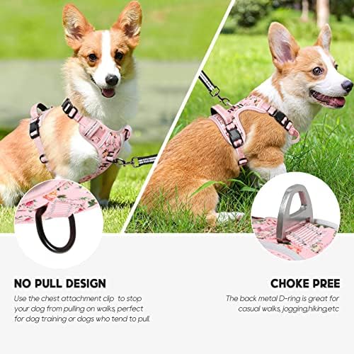 Timos Dog Harness Medium Sized, Quick Release 3 Buckles, Flower Pink - Image 3