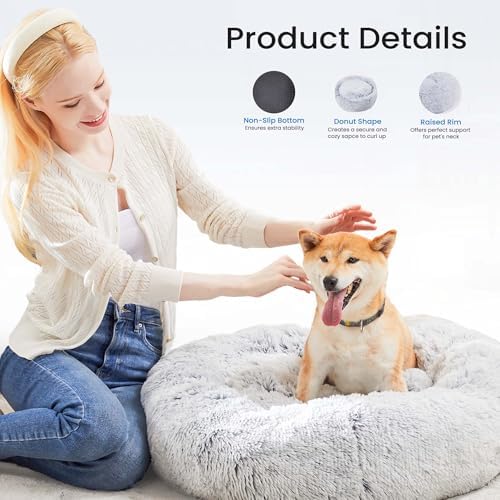 NEWBULIG 37.4x37.4 Inch Dog Couch Bed, Round Shape Large Sized Donut Beds - Image 2