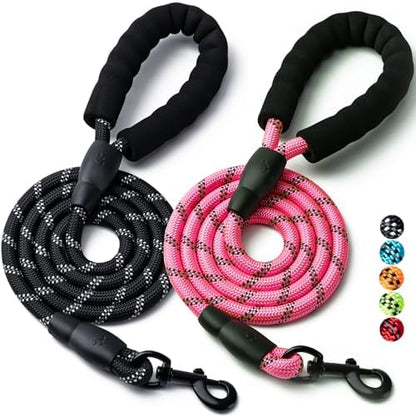 2 Pack Dog Leash, Heavy Duty Nylon Rope Pet Leashes by BOOMIBOO