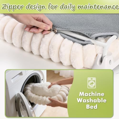 Zoratoo 2PC Cloud-Cuddle Cat Window Perch, Foldable Cat Hammock, M White - Image 5