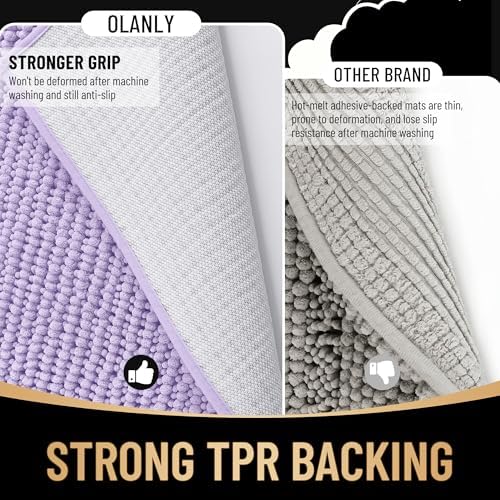 OLANLY Thick Chenille Bathroom Runner Rugs Mats 47x17 - Image 5