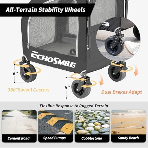 EchoSmile 4-Wheel Pet Stroller for Dogs & Cats - Image 5