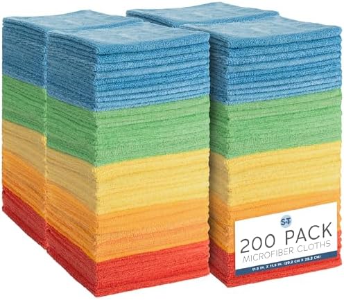 S&T INC. Microfiber Cleaning Cloth, 200 Pack, 11.5" x 11.5" by STINC