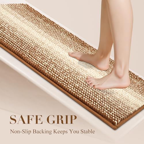 BSICPRO Bath Mat Rug for Bathroom Non Slip Water Absorbent Chenille Soft Shaggy - Image 4