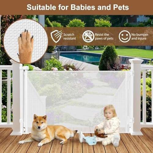 100" Wide Weatherproof Outdoor Retractable Gate, Extra Long Baby Gate - Image 4