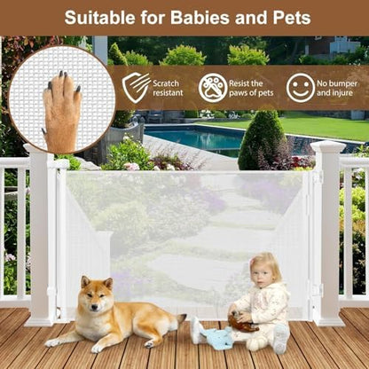 100" Wide Weatherproof Outdoor Retractable Gate, Extra Long Baby Gate - Image 4