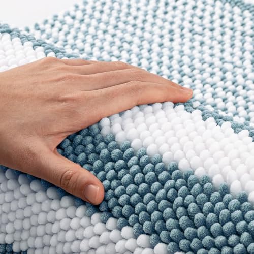 BSICPRO Large Bathroom Rugs Runner, 20x47 Chenille Bath Mats, Denim Blue - Image 2