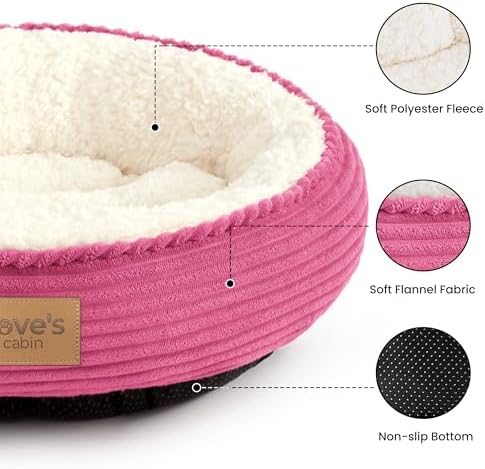 Love's cabin Round Donut Cat and Dog Cushion Bed, 24in Pet Bed - Image 2