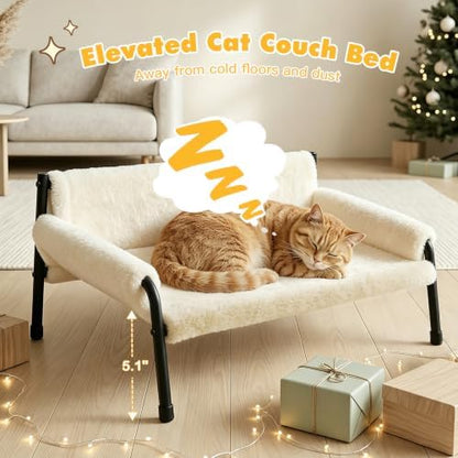 Pawaboo Elevated Cat Couch Bed for Indoor Cats, Sturdy Metal Frame Cat Sofa - Image 2
