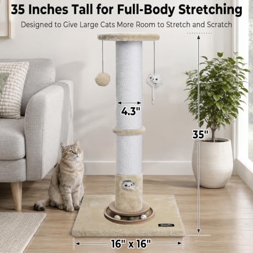 35-Inch Tall Cat Scratching Post, Stable Base - Image 2