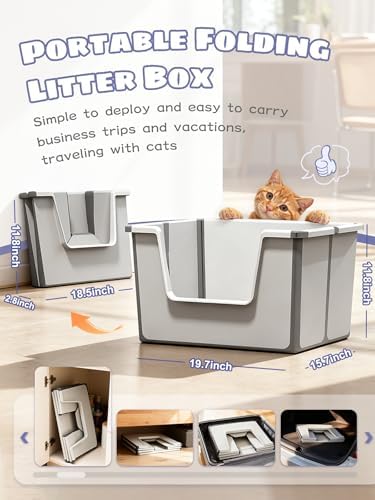 Large Cat Litter Boxes with Scoop, Portable Cat Litter Box - Image 2