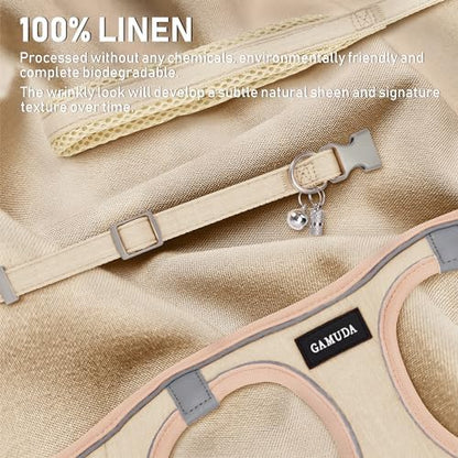 GAMUDA Small Pet Harness Collar and Leash Set, Step in No Chock No Pull Linen - Image 2