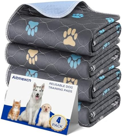 Washable Pee Pads for Dogs, 4 Pack Reusable Puppy Training Pads by Aitmexcn