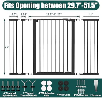 keny 36" Extra Tall Baby Gate for Stairs, Auto Close Dog Gate for Doorways - Image 6