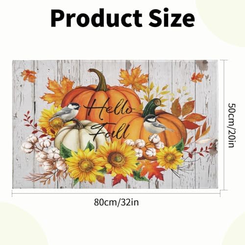 Giwawa Hello Fall Bath Rug Orange Pumpkin Bathtub Mat Non Slip Absorbent - Image 3