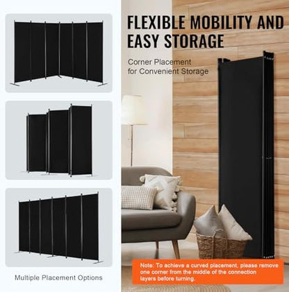 VEVOR Room Divider, 6 Panel Room Divider, Folding Privacy Screen and Portable - Image 5