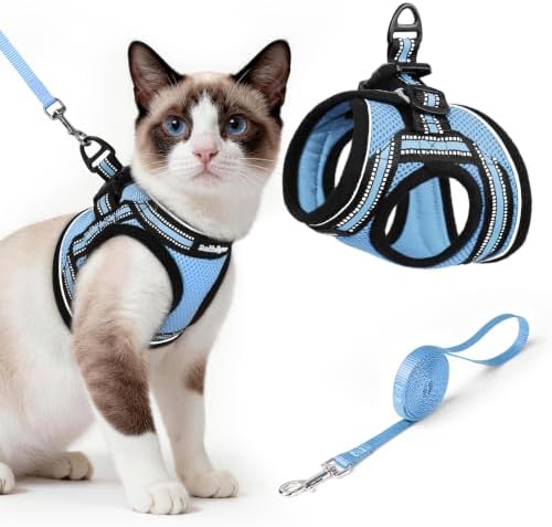 rabbitgoo Cat Harness and Leash Set, Step-in Soft Vest, Light Blue by rabbitgoo