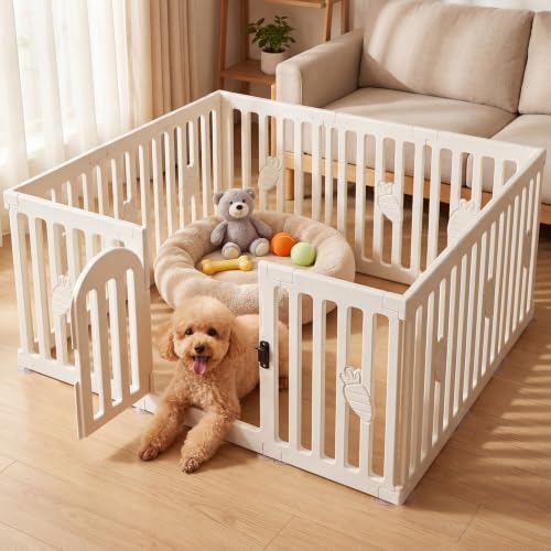 Dog Playpen Indoor with Door, 12-Panel 25.6" Tall Dog Play Pen, Easy-Assembly by Unknown