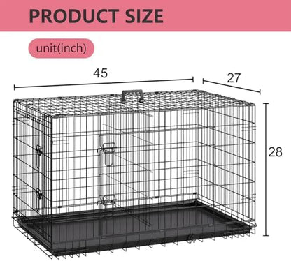 FDW | 45" Foldable Metal Dog Crate | Black | Cage - Image 7