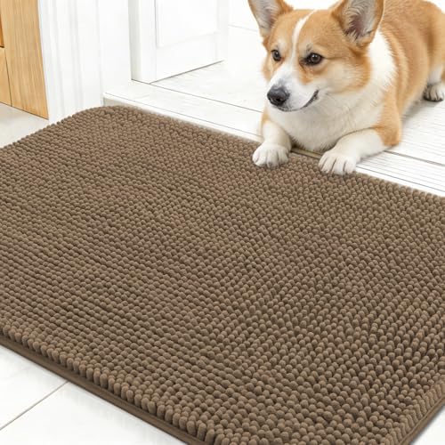 OLANLY Dog Door Mat for Muddy Paws 24x16, Super Absorbent Chenille Mud Mat by OLANLY