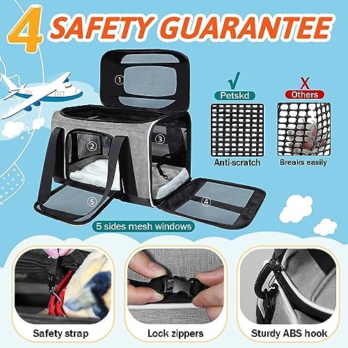 Petskd Top-Expandable Small Pet Carrier 17"x11"x9.5" Airline Approved - Image 5