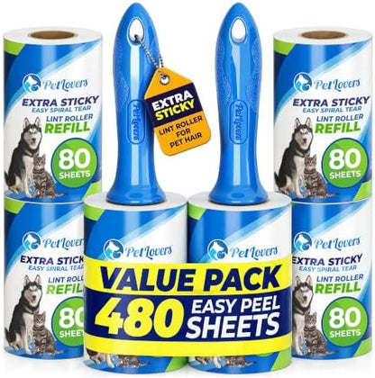 PetLovers Lint Rollers for Pet Hair Extra Sticky 6 Pack by PetLovers