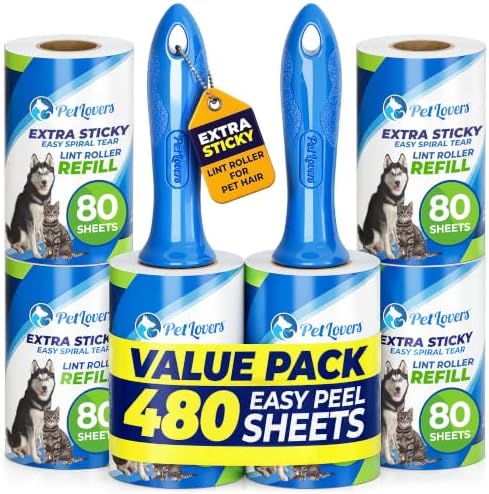 PetLovers Lint Rollers for Pet Hair Extra Sticky 6 Pack by PetLovers