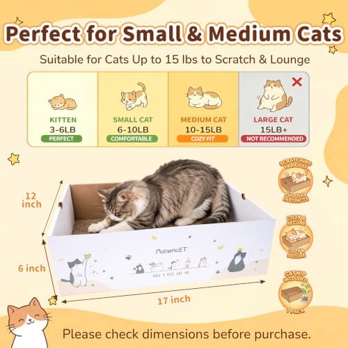 PatiencET Cat Scratch Pad with Box, Corrugated Cardboard Scratcher - Image 4