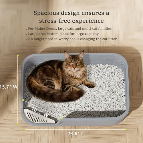 Vealind Extra Large Cat Litter Box High Sided and Low Entry Litter Tray - Image 3