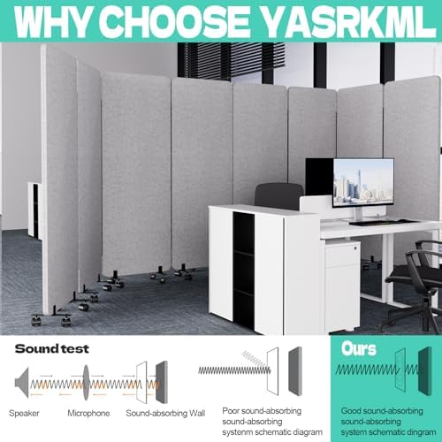 4 Panel Soundproof Room Divider, Portable Acoustic Office Divider - Image 3