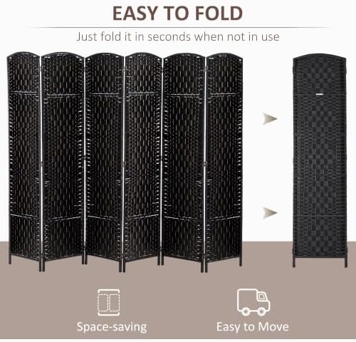 HOMCOM Room Divider 6-Panel, 6FT-Tall Folding Privacy Screen - Image 3